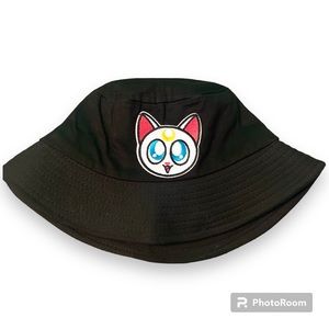 Sailor Moon Artemis Cat Black Bucket Hat | Luna Diana Festival Cute Kawaii EDM